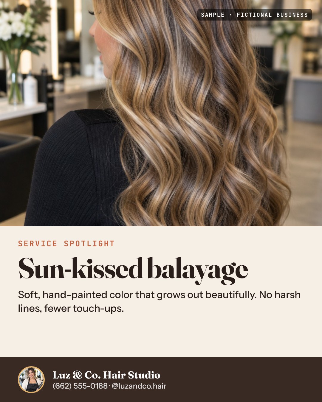 Sample service spotlight post for a salon